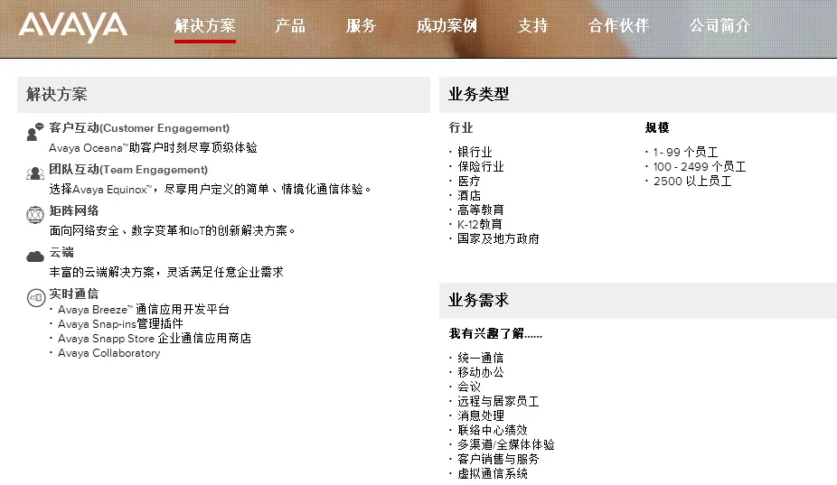 AVAYA公司业务架构